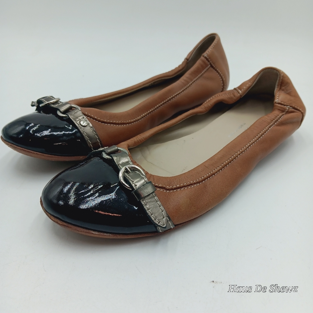 Attilio Giusti Leombruni Leather Colorblock Pattern Ballet Flats